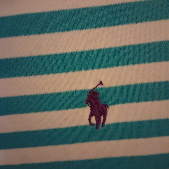 Ralph Lauren Teal and White Striped Polo - Picture 5 of 5